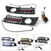 Audi A4 B6 LED Honeycomb Hex Mesh Fog Light Grille + Wiring (2001-2005)