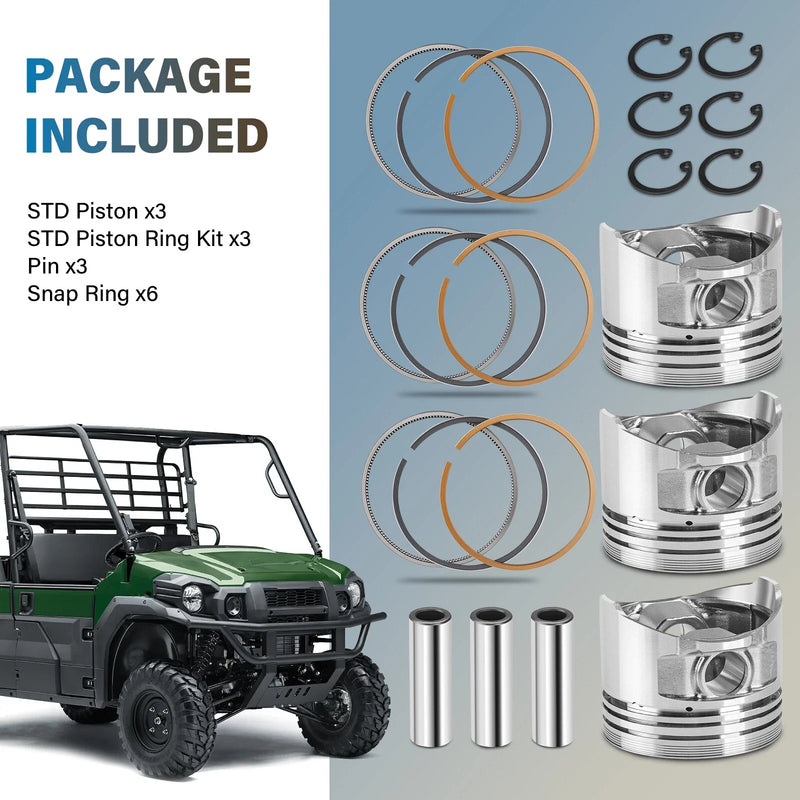 Kawasaki Mule 2510 3010 4010 Diesel 3Pcs Piston Rings Sets (2000–2013)