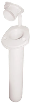 4 Boat Recessed White Fishing Rod Holders & Caps 30° Angle Drain Hole