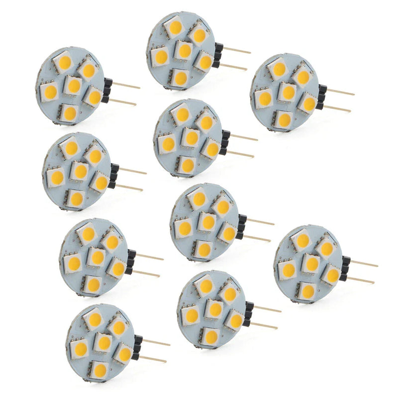 Car 10 x DC12V G4 5050 SMD 6 LED Bulbs Warm White