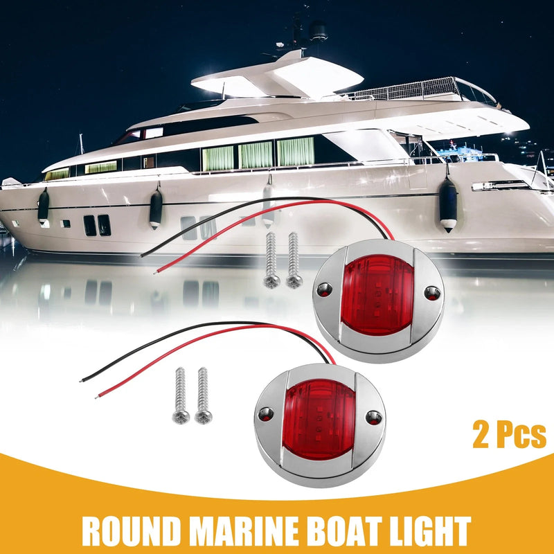 Boat Red 2 x Universal Interior Round Marine Boat Light with 6 LEDs