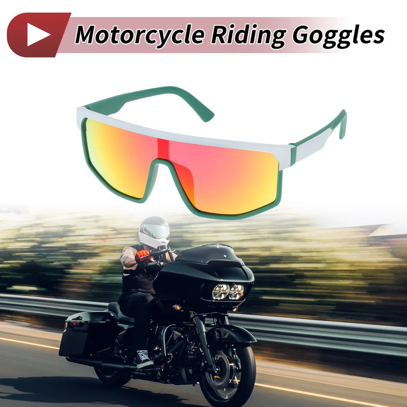 1 x Pcs Motorcycle Riding Goggles Red White Green Frame Cycling Sunglasses