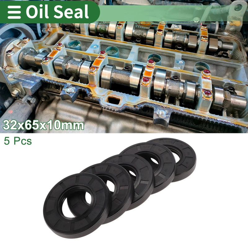 Make Model Oil Seal 32x65x10mm NBR Rubber High Pressure Black 5 Pcs