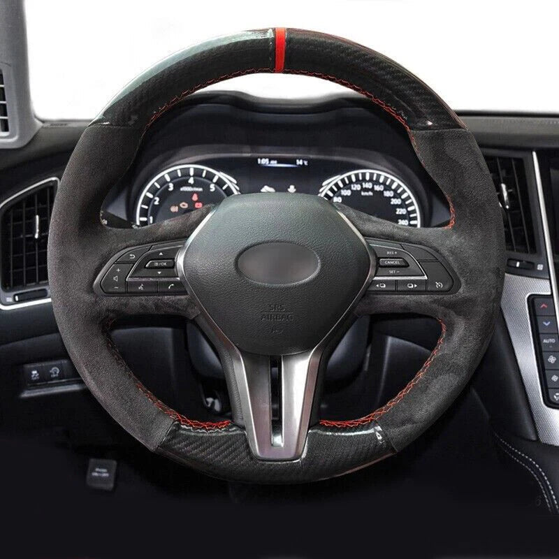 Infiniti Q60 QX50 Q50 PU Carbon Fiber Steering Wheel Cover (2014-2023)