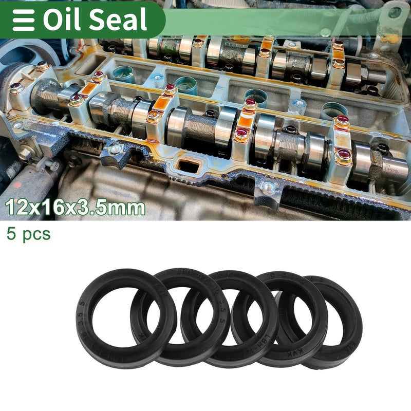 Oil Seal 12x16x3.5mm NBR Rubber Black 5 Pcs