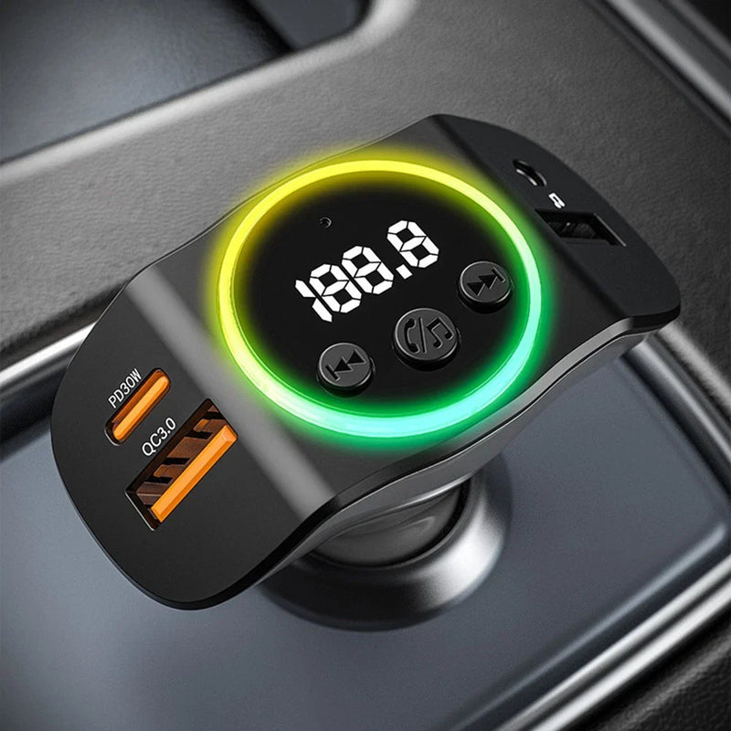 Night Drives Portable Car Charger with FM Transmitter and Romantic Lighting