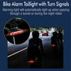 LED USB Bike Tail Light w/ Turn Signals & Anti-Theft Alarm IP54 Waterproof