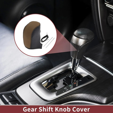 Hyundai Sonata 2011-2014 Black Brown Faux Leather Gear Shift Knob Cover