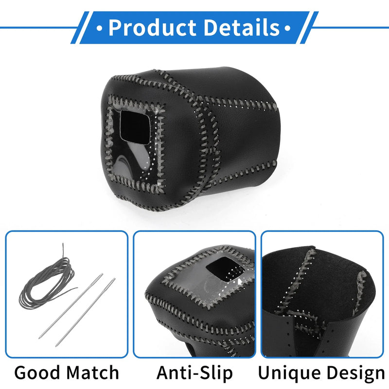Nissan Rogue 2021-2024 Black Grey Faux Leather Gear Shift Knob Cover