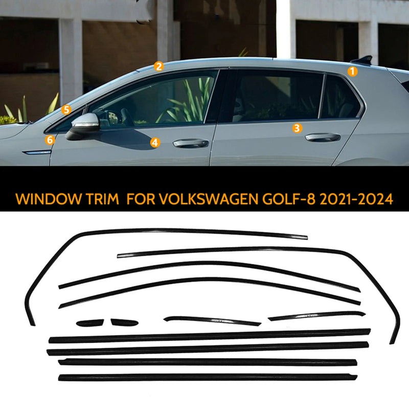 VW Golf 8 (2021-2024) Chrome Black Window Weatherstrip Trim