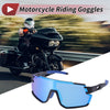 Blue Lens Motorcycle Riding Goggles Black Frame Outdoor Sports Sunglasses