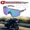 Motorcycle Riding Goggles Green Lens Gray Frame PC Cycling Sunglasses