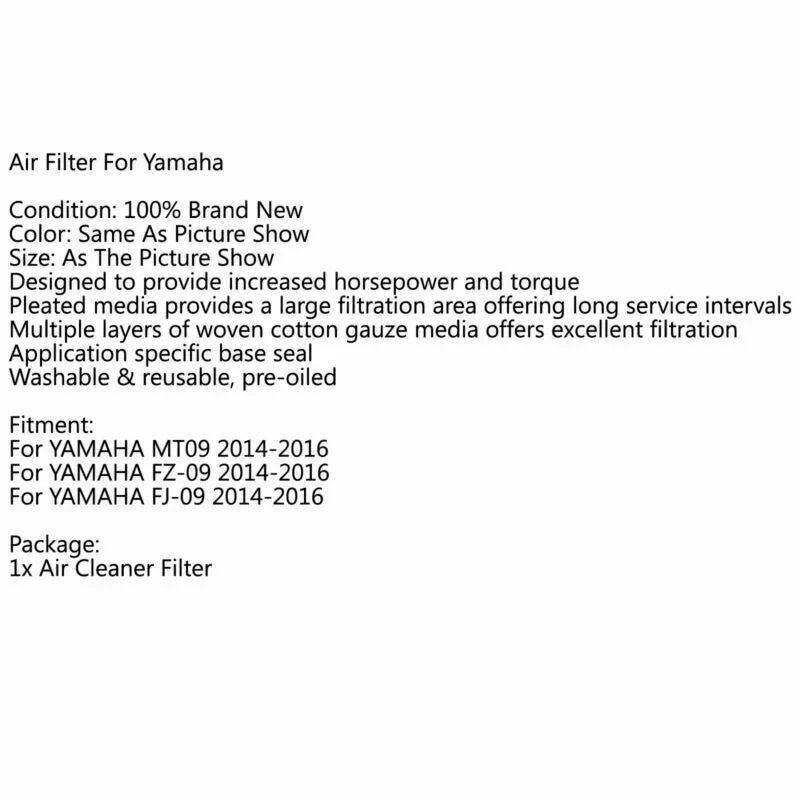 Yamaha XSR 900, Tracer, MT-09, FJ-09, FZ-09 Air Filter (2014-2016)