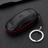 Tesla Model X Black Leather Car FOB Key Remote Cover Bag Fit
