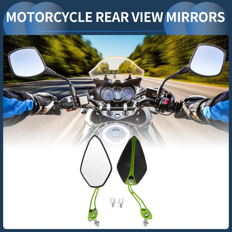 Motorcycle M8/M10 View Mirrors Handlebar Mirrors Black Green Aluminum Alloy