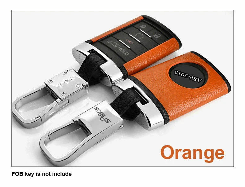 CADILLAC SRX XTS CTS Orange Remote Leather FOB Key Case Cover Shell Fit