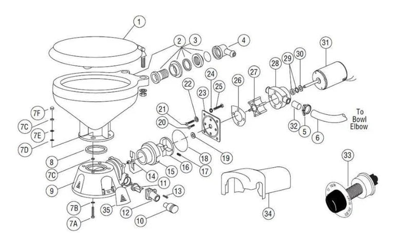 Standard Toilet Jabsco Toilet Service Kit (37010)