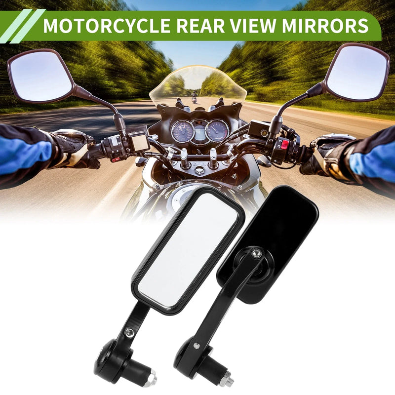 Motorcycle Rear View Mirrors / 1 Set / M8 Square Black Aluminum Plastic