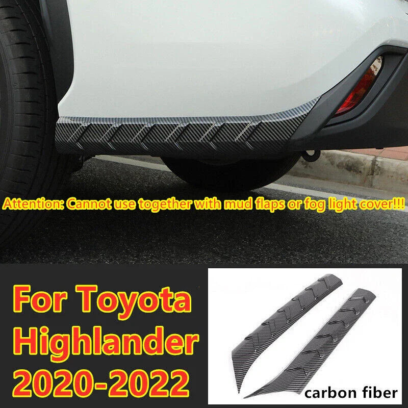 Toyota Highlander 2 x Carbon Fiber Bumper Protector Cover Trim (2020–2022)