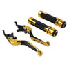 Yamaha YZF R1 R6 Gold Extendable Brake Clutch Lever Grip Set (2004-2023)