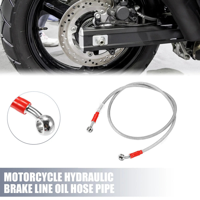 Motorcycle Brake Line / 110cm / Oil Hose Pipe 28° 0° Silver Tone