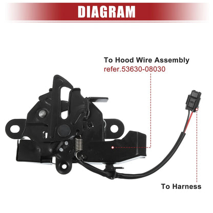 Bonnet Latch with Sensor for Toyota Sienna 2013-2020 - Black Replacement