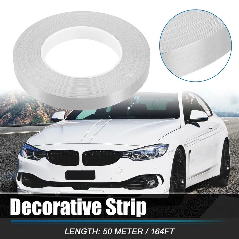 Car Motorcycle 0.6" Width 164ft Decorative Strips Waterproof Silver Tone