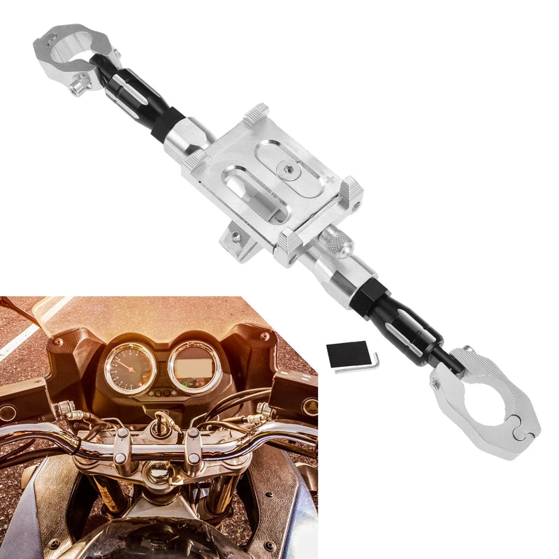 Motorcycle Balance Bar Extender Bracket 265mm Hole Silver Tone