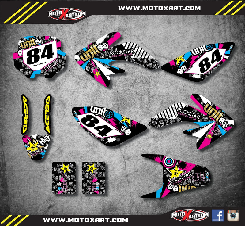 Honda CRF 100 (2003-2011) RUSH Style Stickers Custom Graphics Full Kit