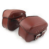 Sportster Dyna Motorcycle Brown PU Leather Saddle Bags