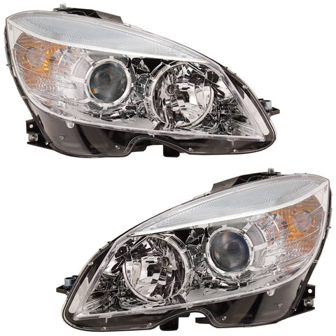 Halogen Headlight Set For 2008-11 Mercedes Benz C300