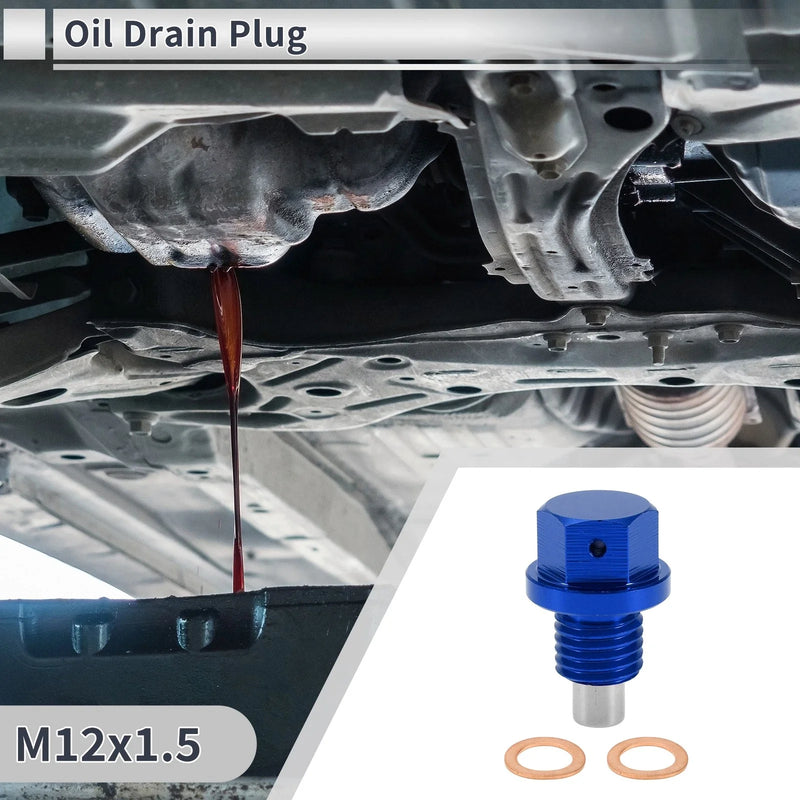 Car Motorcycle Boat Blue 1 Set M12x1.5 Engine Oil Drain Plug with Gasket