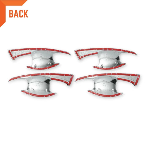 Toyota Hilux Revo Chrome Red Door Handle Insert Bowl Cup Trim (2015-2023)