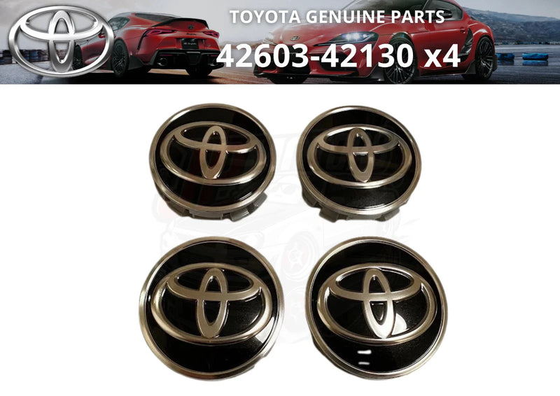 TOYOTA 4 x Wheel Center Caps 60mm Black/Silver