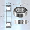 4 Pcs 15.857x34.925x11.112mm Single Row Deep Groove Ball Bearings
