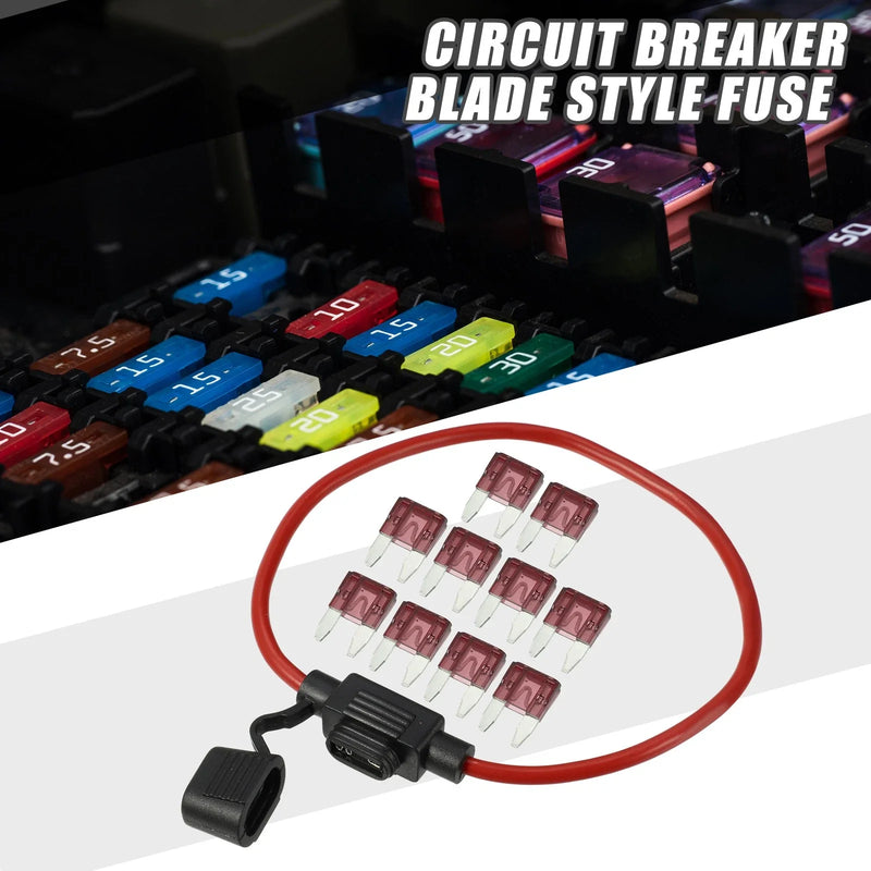 Car 40A Mini Blade Style Fuse Set with 12 AWG Holder
