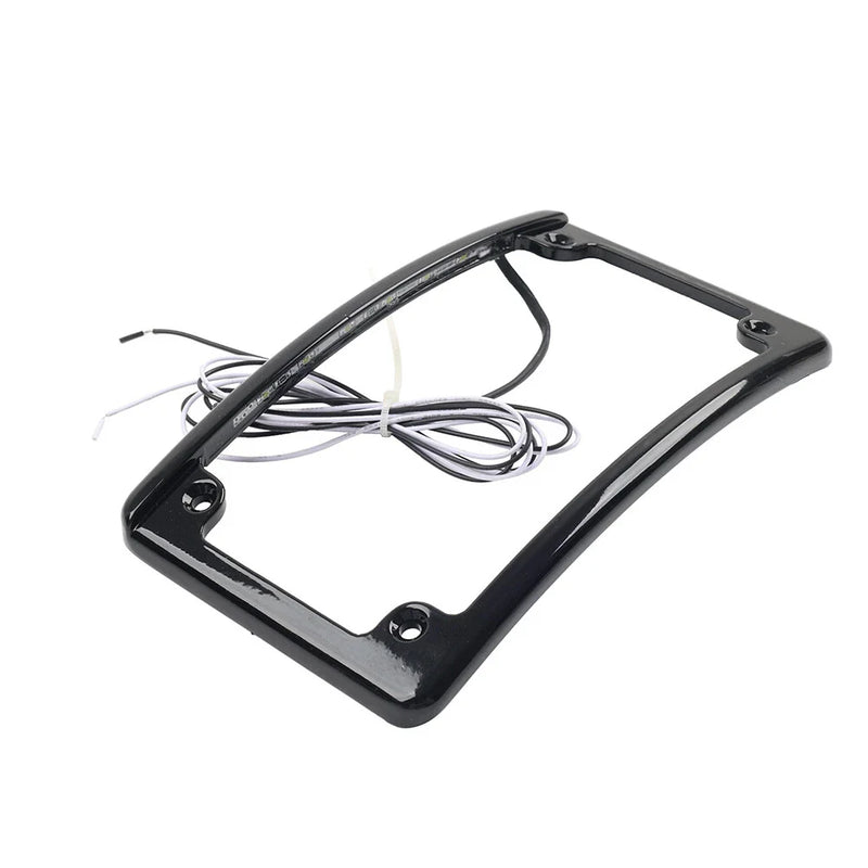 Harley Touring Black Rear License Plate Frame Bracket w/Light (2009-2023)