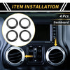 Jeep Wrangler JK JKU (2011-2017) Black AC Vent Dashboard Decoration Rings