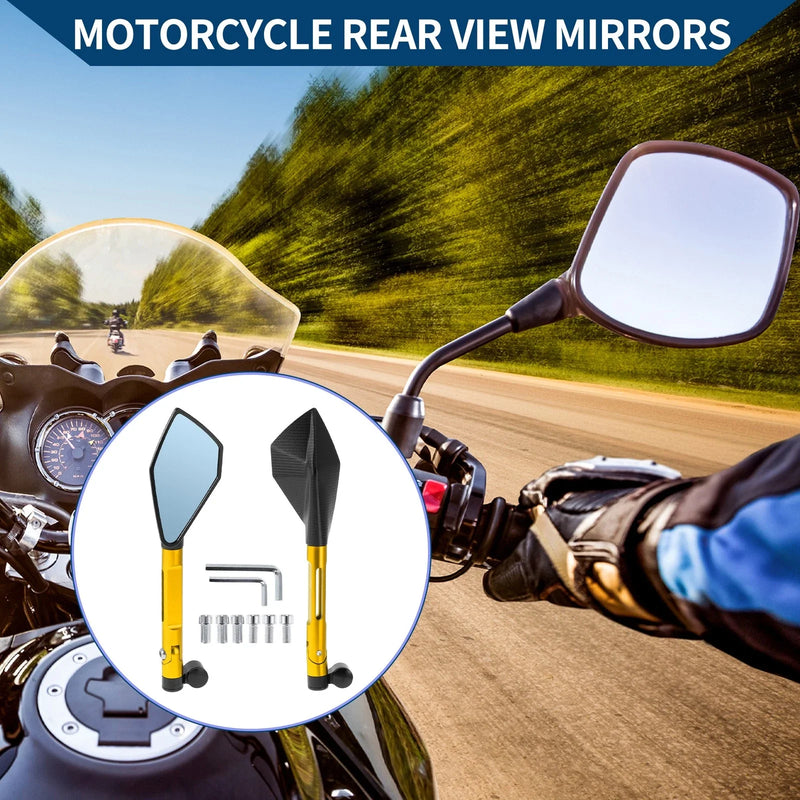 M8 / M10 M8/M10 1x Prismatic Shape Black Gold Tone Rear View Mirrors