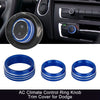 Dodge Challenger, Ram 3 x Blue AC Climate Control Ring Knob Trim Covers