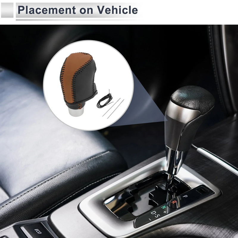 Toyota Camry Brown Black Faux Leather Gear Shift Knob Cover (2019-2022)