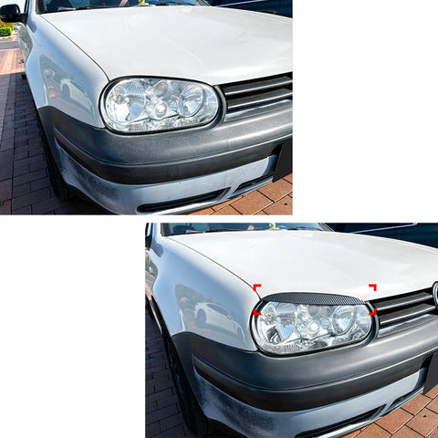 VW GOLF 4 MK4 Headlight Eyelid Covers 2 x Carbon Fiber Look (1997-2006)