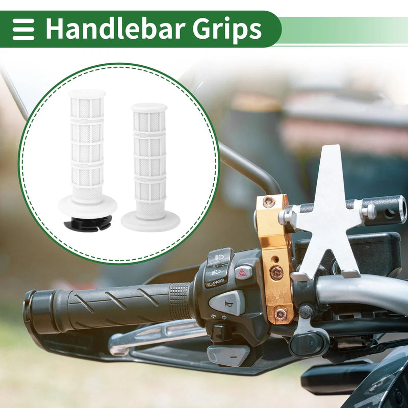 Motorcycle Handlebar Grips TPR White 7/8" 22mm Hand Grips