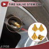 Cars 4 x Gold Tone Mini Rocket Style Tire Valve Stem Dust Covers