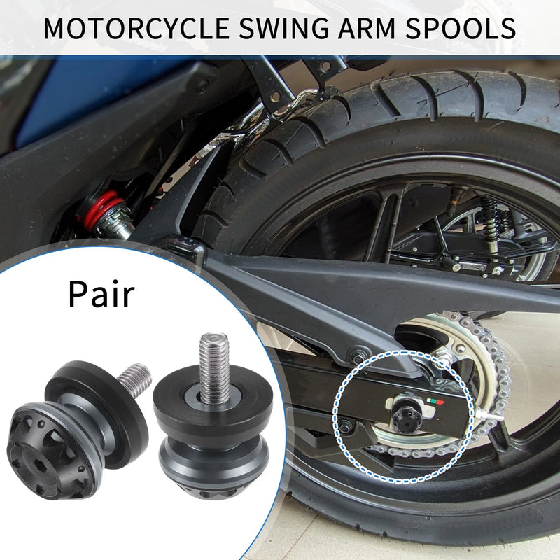 Motorcycle Aluminum Alloy Titanium Tone 1 Pair Swingarm Spools
