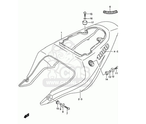 Suzuki GSX-R1000 2x Rear Fairing Seat Bolts Shoulder (2001–2002)