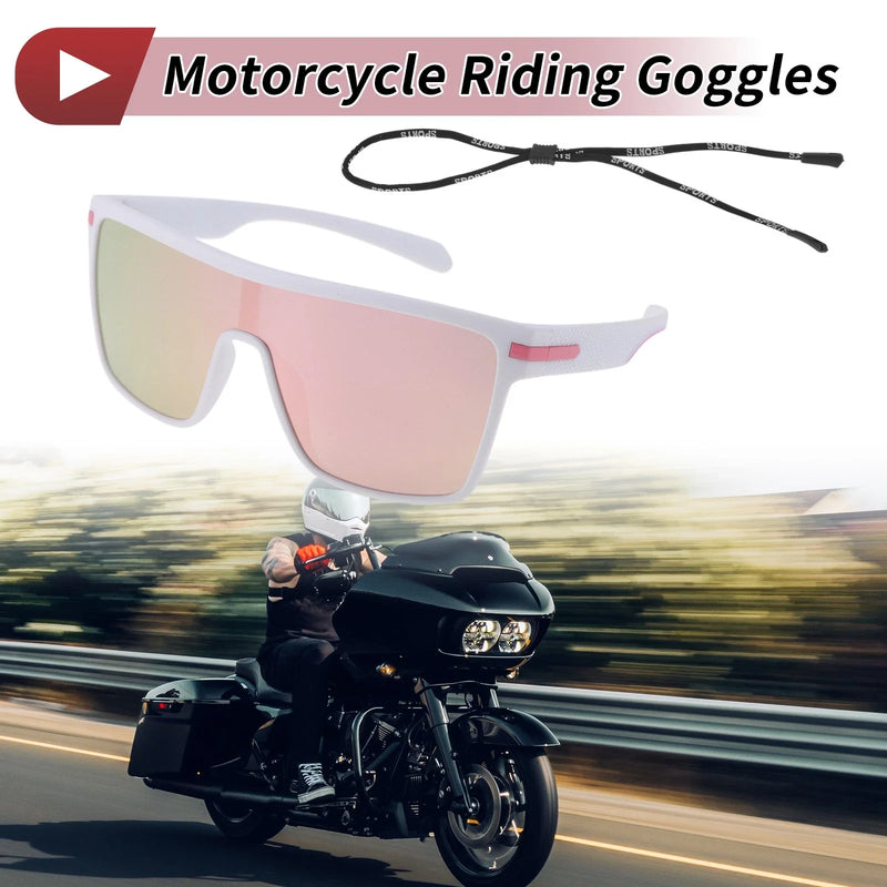 Motorcycle Goggles Pink Lens White Frame Tri-Acetyl Cellulos TR90