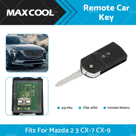 Mazda 2 3 CX-7 CX-9 Remote Car Key 4D63 Chip 433 MHz (2003-2020)