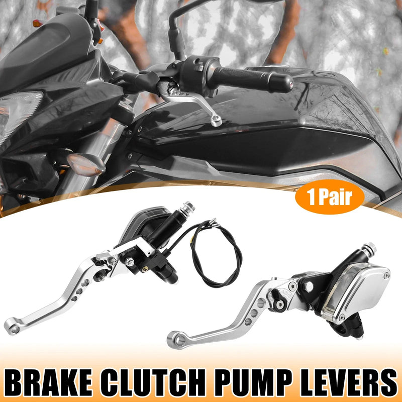 7 / 8" 22mm Motorcycle Handlebar Silver Tone 1 Pair Brake Clutch Pump Lever