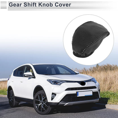 Gear Shift Knob Cover for Toyota RAV4 2019-2024 Pebbled Black Faux Leather